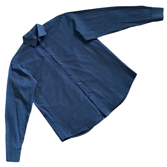 Men’s Navy Checkered Dress Shirt Sz Lg - Picture 5 of 14